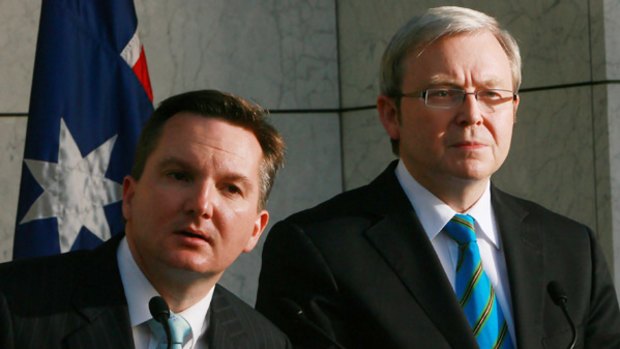Kevin Rudd and Chris Bowen yesterday.