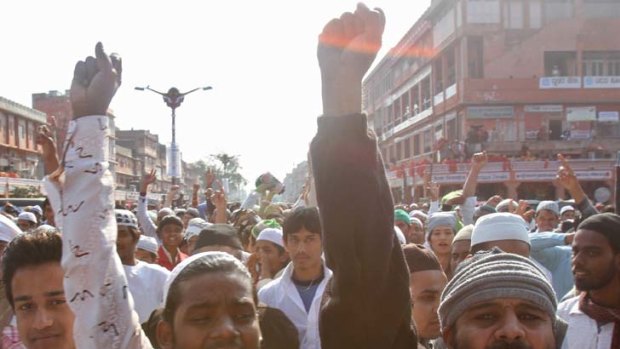 Muslim protest &#8230; a demonstration in Jaipur on Friday against Salman Rushdie.