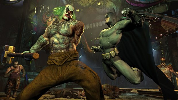 Batman battles one of The Joker's Lieutenants in Arkham City