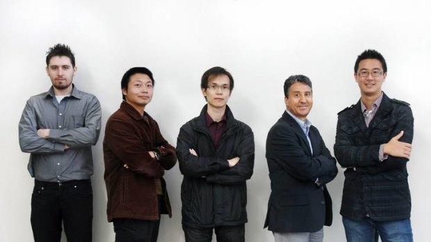 New device ... (left to right): Matthew Kitchener, Wenbin Shao, Alex Seng, Prof Salim Bouzerdoum and Jie Yang have made a radar that can see through walls.