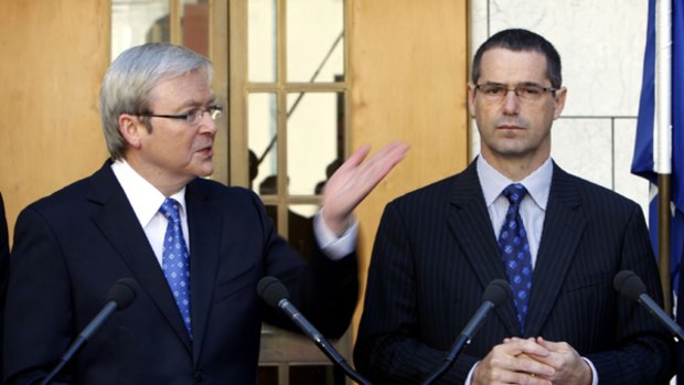 Two amigos set out to build their own telco ... Prime Minister Kevin Rudd and Minister for Communications Stephen Conroy.
