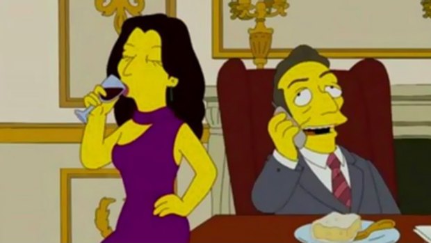 The Simpsons' version of French President Nicolas Sarkozy and his wife Carla Bruni.