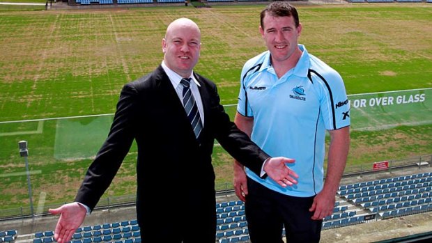 "What I've got to say is that we've made strong decisions, we're happy with the decisions and there'll be more to come out later on in the week but at the moment there's nothing more to say": Cronulla Sharks chairman Damian Irvine, left.