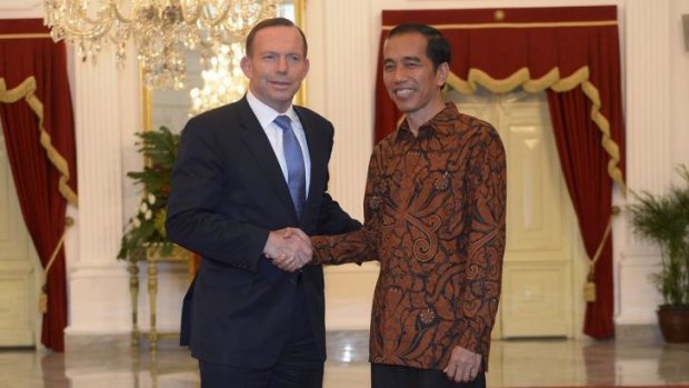 Prime Minister Tony Abbott with Indonesian President Joko Widodo.