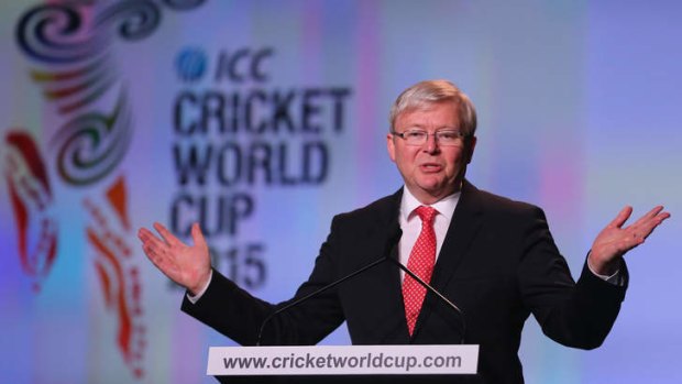 Australian Prime Minister Kevin Rudd speaks during the official launch.
