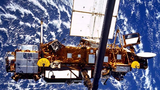 The Upper Atmosphere Research Satellite, picture here at launch in 1991, is set to re-enter the atmosphere very shortly.