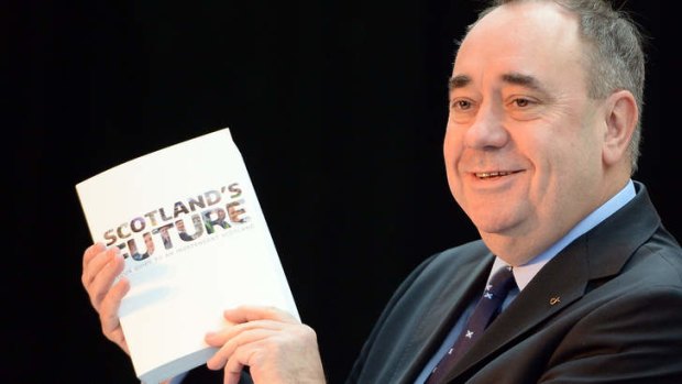 He's got a plan: Scottish First Minister Alex Salmond presents the White Paper for Scottish independence at the Science Museum Glasgow.