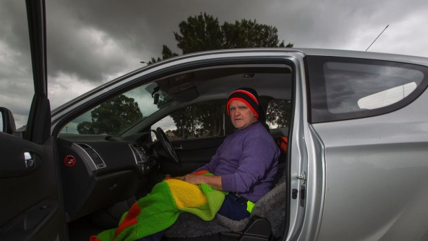 Chris Stuart, who has been living out of his car for five months  and on and off for five years. 