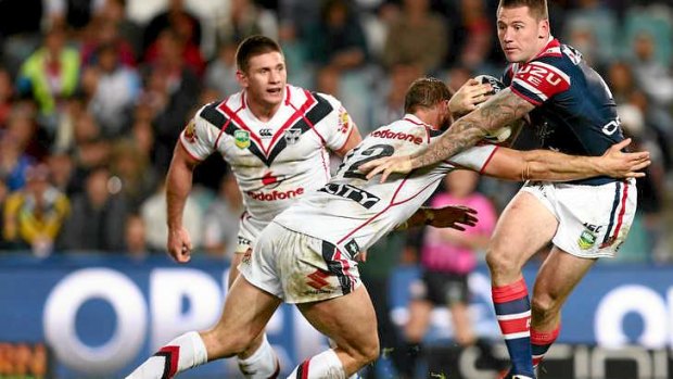 Unhappy game: Shaun Kenny-Dowall blew a certain try for the Roosters.