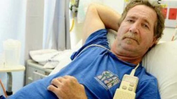 Rod Sommerville kicking back in hospital as he recovers from a snake bite.