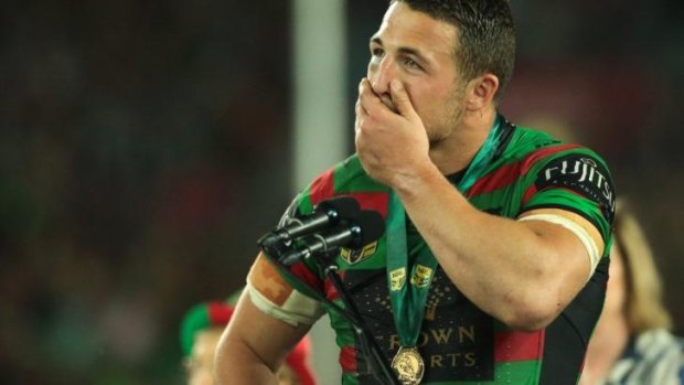 Courage rewarded: Sam Burgess after accepting the Clive Churchill Medal.