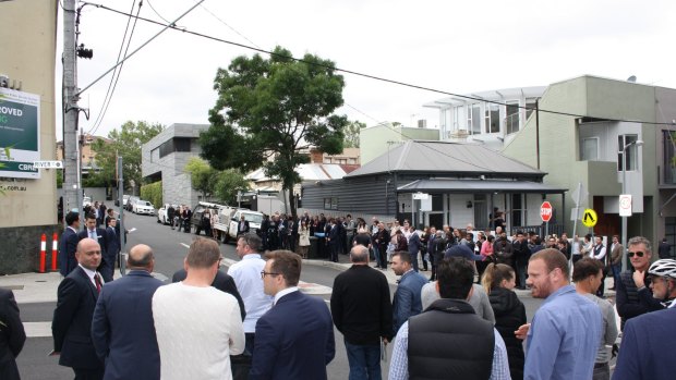 The auction at 72 River Street, South Yarra.