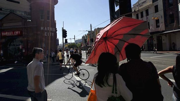 Hot in the city: Haymarket is the warmest part of the CBD.