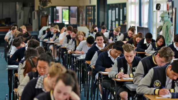 Students take the VCE English exam at Thornbury High School.