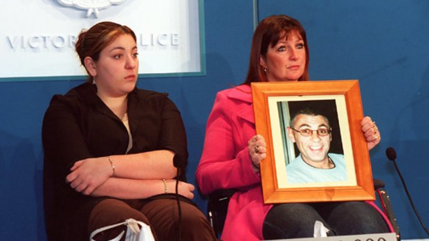 Katie Peirce with her mother Wendy in 2002 after the murder of her father, gangland figure Victor Peirce.