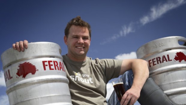 Feral Brewing head brewer Brendan Varis kicks back with a cold ale after his brew was crowned the country's best.