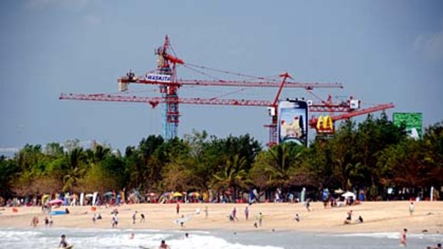 Construction at Kuta beach. Bali Governor Made Mangku Pastika has slapped a moratorium on new hotel development.