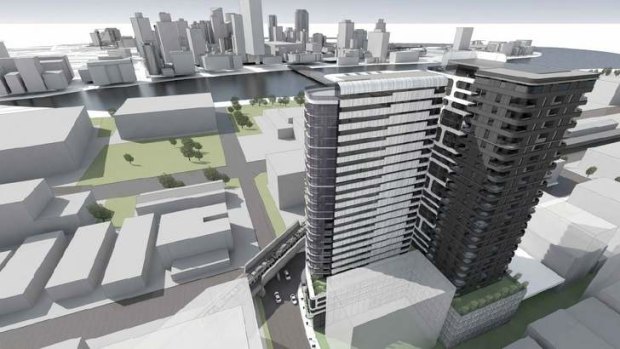 An artist impression of Aria's proposed Hope Street twin towers.