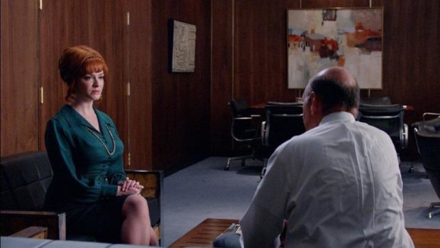 I don't think you understand: Jim Hobart (H. Richard Greene) tells Joan (Christina Hendricks) just how highly he regards her. Not very.