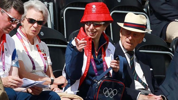 Welcome to the cheap seats &#8230; Princess Anne and Prince Philip watch Zara Phillips from the bleachers on Sunday.