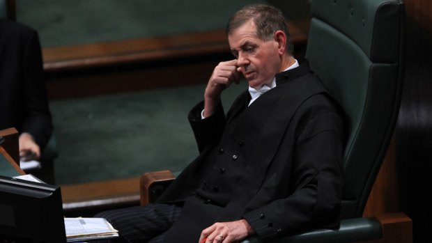 Peter Slipper earlier this year as Speaker in the House of Representatives.