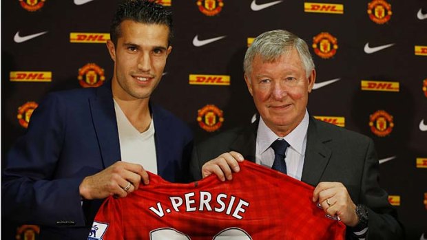 New asset ...  Robin van Persie, left, with Manchester United's manager Alex Ferguson.