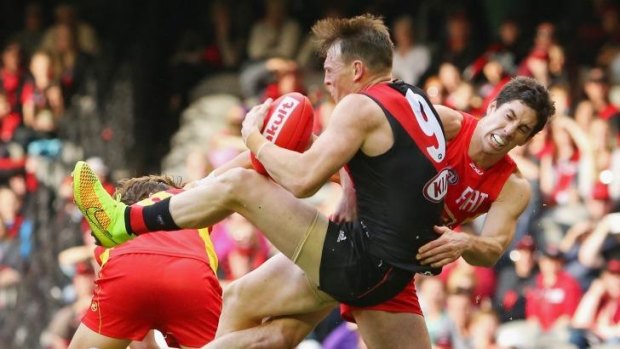 Brendon Goddard marks courageously.