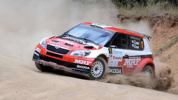 Action from the International rally of Queensland on Sunday, prior to a fatal accident.