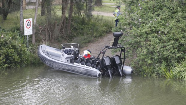 A   boat used in the search for the 17-year-old boy, who died after falling off a rope into the Williams River.