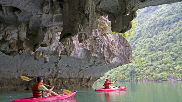 Wonder of the world: Kayaking through a
cave.
