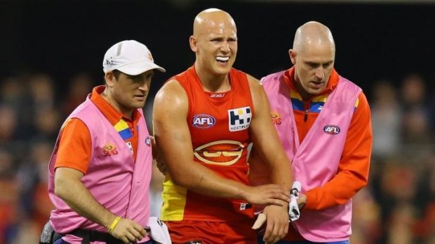 Gary Ablett leaves the field on Saturday night.