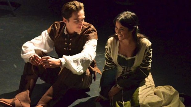 Francis (Jack Parker) and Madeline (Amy Dunham) in <i>The Burning</i> at the Queanbeyan Performing Arts Centre.