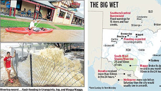 Flash flooding...(left) map of flood trajectory.