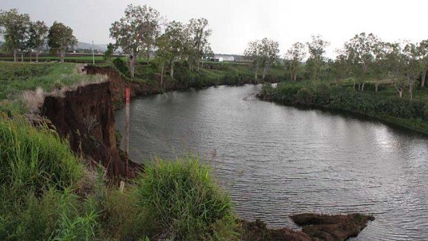 An eroded creek bank near Clarendon.