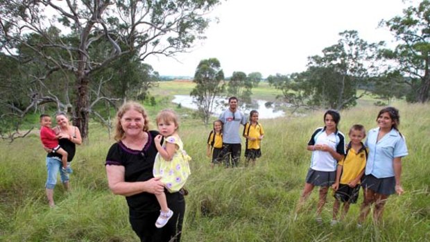 Ancestors welcomed Macquarie but were later murdered . . . three generations of the Chalker family at the Barrigal Lagoon, near Menangle, where the early colonial meeting occurred.