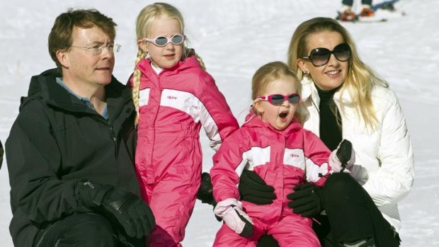 Injured ... Prince Johan Friso poses with his wife Mabel and their daughters.