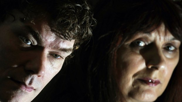 Britain's Gary McKinnon (left) and his mother Janis Sharp listen during a news conference in central London earlier this year.