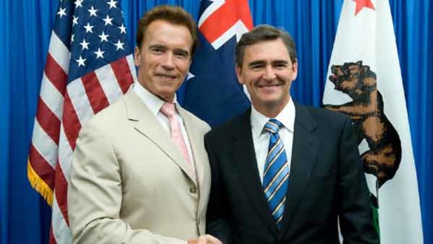 Arnold Schwarzenegger and John Brumby took part in an international biotechnology conference in San Diego today.