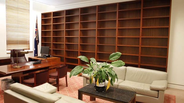 Impressive: George Brandis' bookcase in his former office.