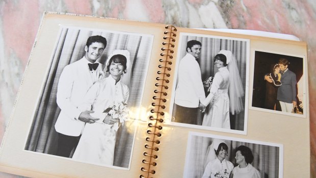 Paul White's photo album showing images of his wedding to Lynette before she was killed in 1973.