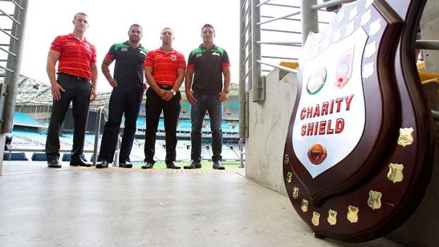 Season nears ... Ben Creagh, Greg Inglis, Gerard Beale and Ben Te'o helped launch next month's Charity Shield on Wednesday.