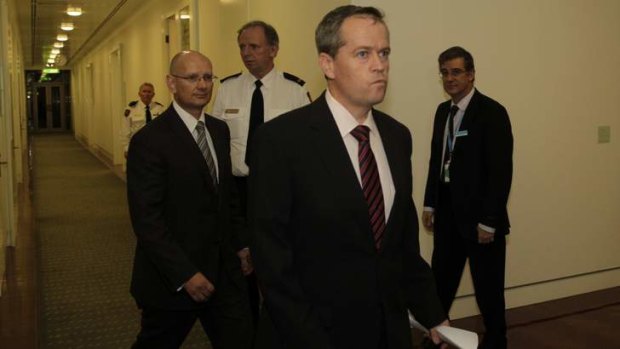 Bill Shorten arrives for a press conference agead of an ALP leadership ballot at Parliament House in Canberra on Wednesday June 26, 2013.