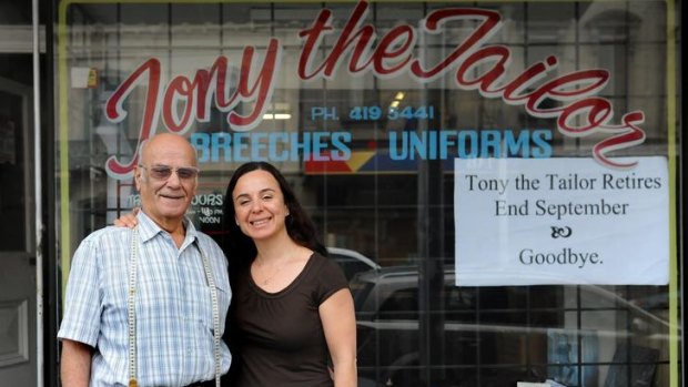 A stitch in time: Tony Apidopoulos with daughter Angela Pantazakos.