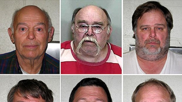 Accused ...  from top, left to right,  Burrell Edward Mohler Sr., 77, Darrel Wayne Mohler,  Burrell Edward Mohler Jr., 53. Bottom row  David A. Mohler, 52, Roland Neil Mohler, 47, and Jared Leroy Mohler, 48.