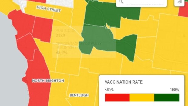 Bayside suburbs have the lowest vaccination rates.