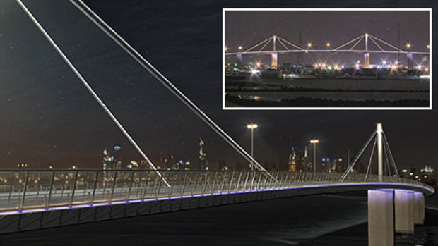 Impressions of how the West Gate Bridge will look after the lighting upgrade.