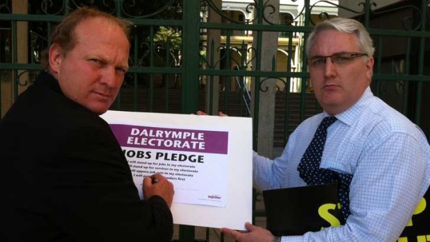 Dalrymple MP Shane Knuth and Together union's Alex Scott.