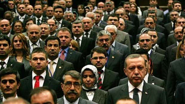 The leadership of Turkey by Prime Minister Recep Tayyip Erdogan (centre front) is seen in the Middle East as a role model for Islamic countries in transition to democracy.