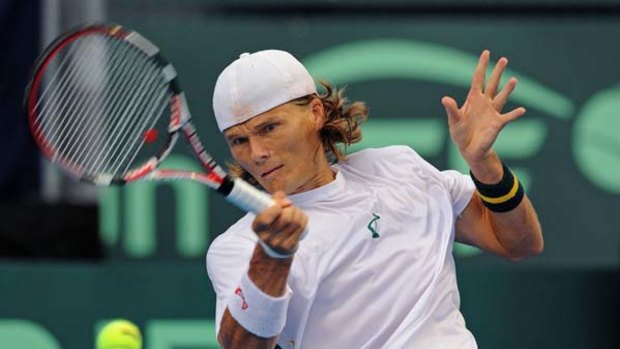 Big test ... Peter Luczak was thrust into the spotlight yesterday after Lleyton Hewitt pulled out of the Davis Cup tie against Belgium with injury.