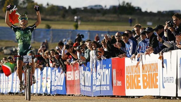 Champion .... Stander celebrates as he wins the men's under-23 world championship in Canberra in 2009.